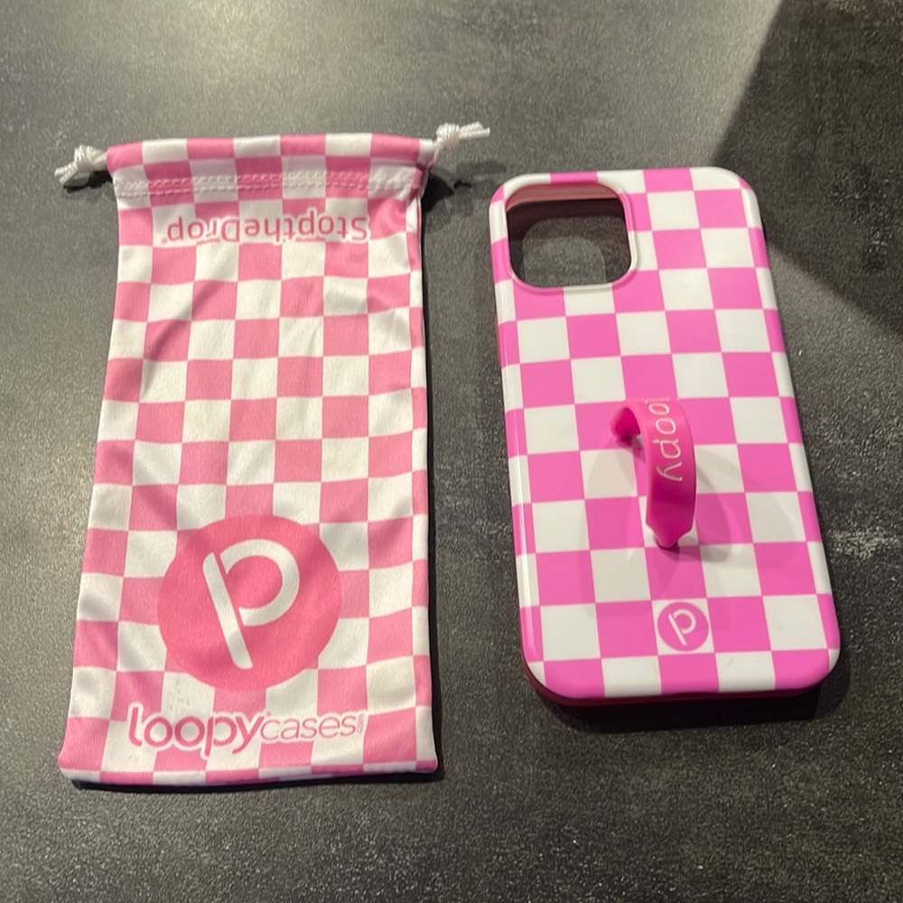 Hot Pink Checkered Loopy IPhone 12 Pro Max case